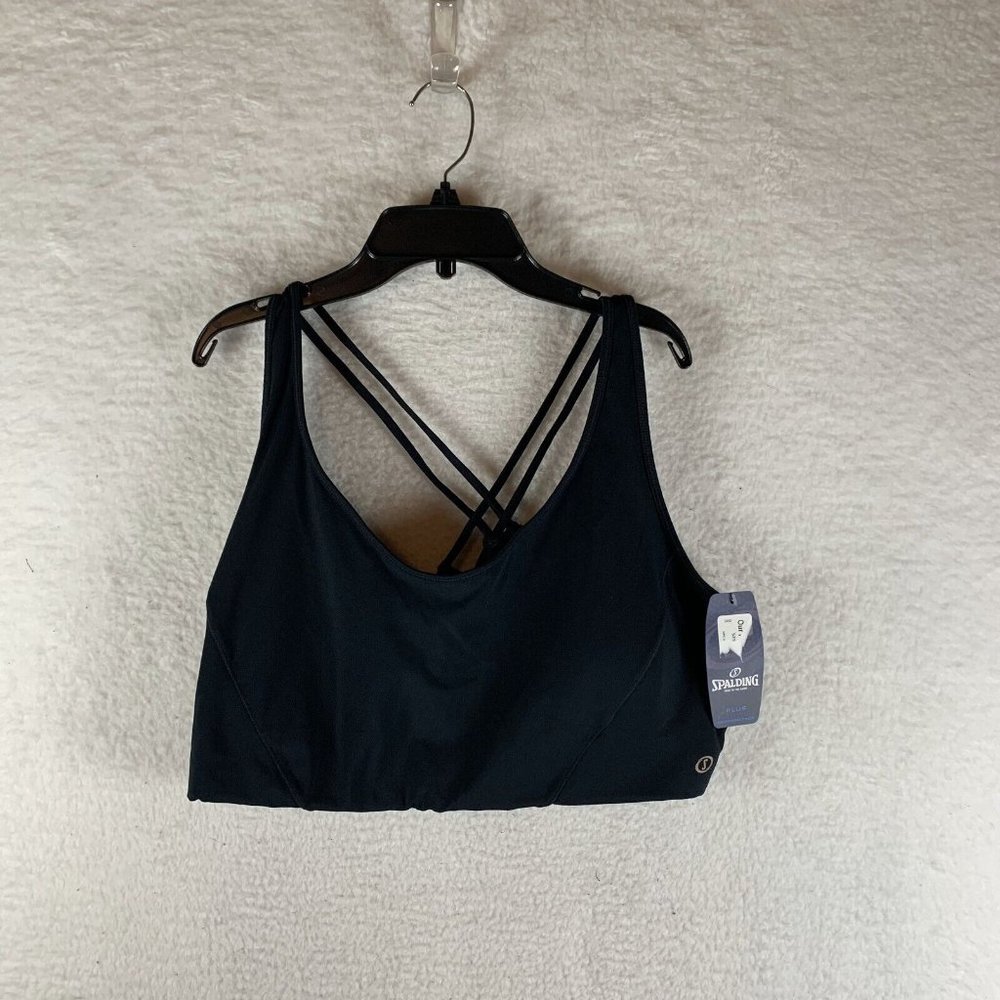 Spalding‎ Sports Bra Women's 3X Black Polyester Stretch Crisscross Back 6966
